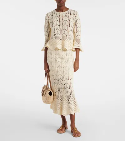 Zimmermann Awaken Scalloped Crocheted Cotton Top In Neutral