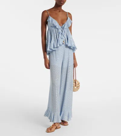Zimmermann Daylight Ruffled Top In Blue