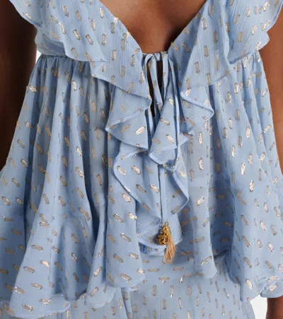 Zimmermann Daylight Ruffled Top In Blue