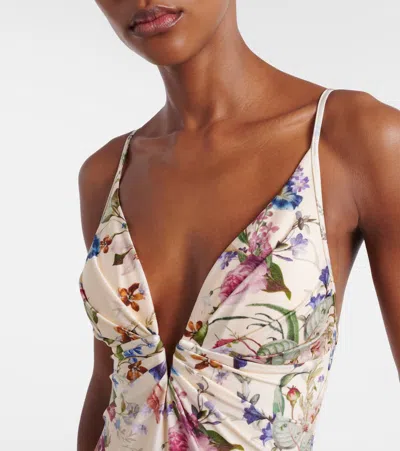 Zimmermann Womens Vanilla Floral Patience Tuck Plunge Floral One-piece Swimsuit In White
