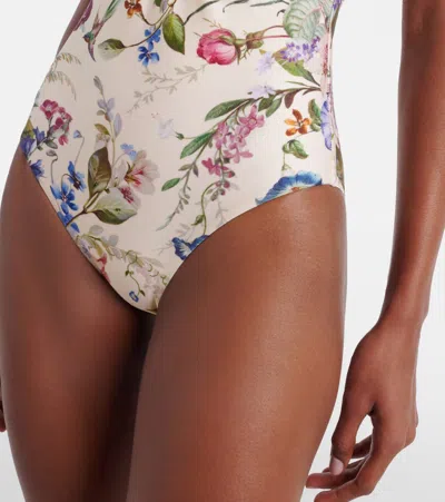 Zimmermann Womens Vanilla Floral Patience Tuck Plunge Floral One-piece Swimsuit In White