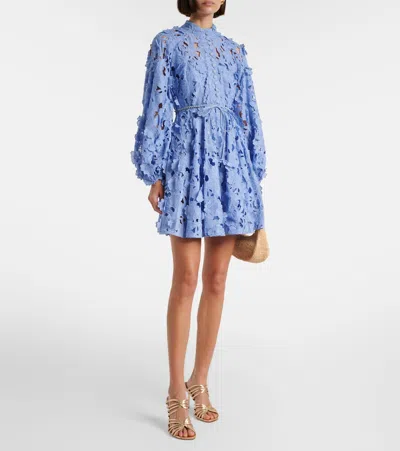 Zimmermann Womens Jacaranda Patience Long-sleeve Cotton Mini Dress Xs In Blue