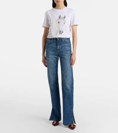 Chloé Cotton Crew Neck Graphic Short Sleeve T-shirt In White