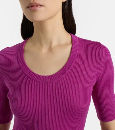 Chloé Chloe Logo-embroidered Ribbed Wool Top In Multi