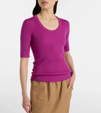 Chloé Chloe Logo-embroidered Ribbed Wool Top In Multi