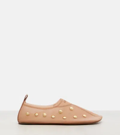 Chloé Rita Blushy Beige Ballet Flats In Transparent Mesh Women In Neutral
