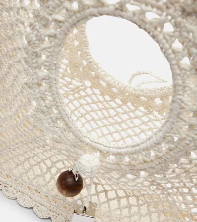 Jacquemus La Spiaggia Embellished Lace-raffia Bag In White