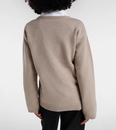 Rohe Off Shoulder Wool Cashmere Wrap Cardigan In Brown