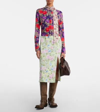 Acne Studios Scarf-detailed Floral-print Crepe Midi Dress In Multi