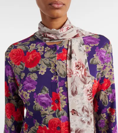 Acne Studios Scarf-detailed Floral-print Crepe Midi Dress In Multi