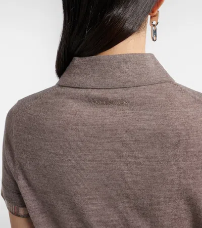 Acne Studios Layered Short Sleeve Wool Polo Sweater In Brown