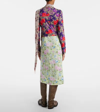 Acne Studios Scarf-detailed Floral-print Crepe Midi Dress In Multi