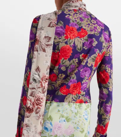 Acne Studios Scarf-detailed Floral-print Crepe Midi Dress In Multi
