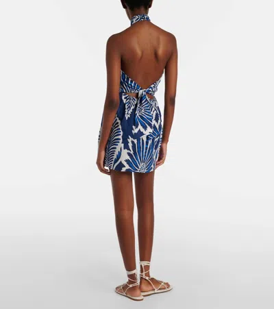 Poupette St Barth Manon Floral Halterneck Cotton Minidress In Blue