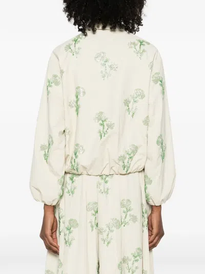 Maje Floral Zip Jacket In White