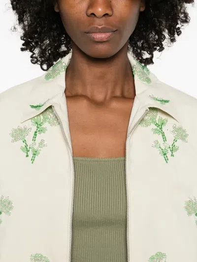 Maje Floral Zip Jacket In White