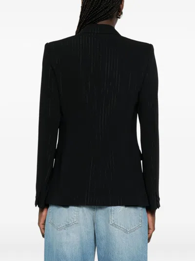 Emporio Armani Single-breasted Pinstriped Lurex Jacket In Black