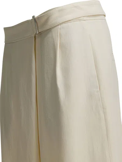 Brunello Cucinelli Women Ivory Fluid Twill Sartorial Wrap Trousers In Multi