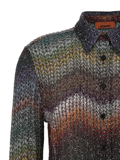 Missoni Sequin-embellished Zigzag Metallic-knit Shirt In Multi