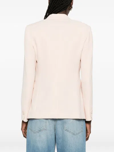 Emporio Armani Single-breasted Jacket In Technical Gabardine In Pink