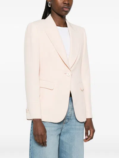 Emporio Armani Single-breasted Jacket In Technical Gabardine In Pink
