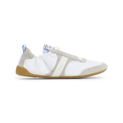 Chloé White Calf Leather Bos Taurus Athletic Sneakers In Multi