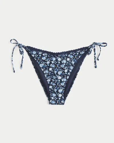Hollister Co-ord Crochet Tie Side Cheeky Bikini Bottoms In Blue
