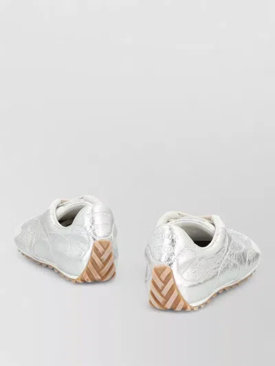 Bottega Veneta Silver Leather Orbit Flash Sneakers In White