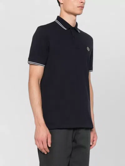 Stone Island Mens Black Brand-patch Regular-fit Stretch-cotton Polo Shirt Xl In Blue