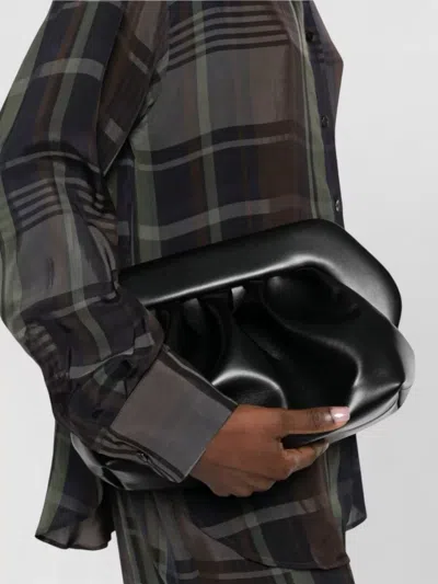 Themoirè Structured Black Bios Clutch With Magnetic Closure In Black