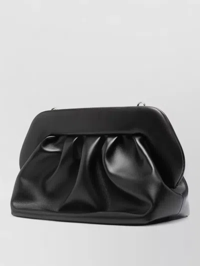 Themoirè Structured Black Bios Clutch With Magnetic Closure In Black