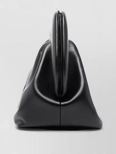 Themoirè Structured Black Bios Clutch With Magnetic Closure In Black