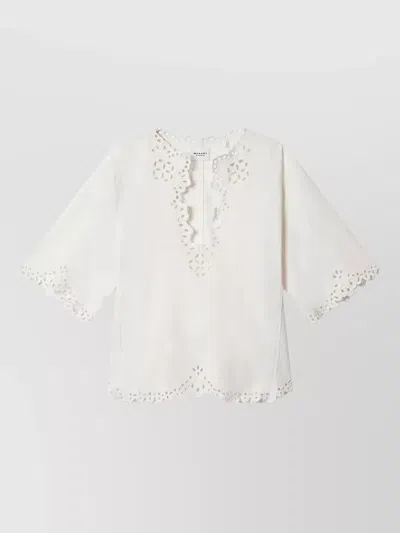 Isabel Marant Etoile Women 'shana' White Kaftan With Cut-out Details And Scallop Hem In Cotton Woman