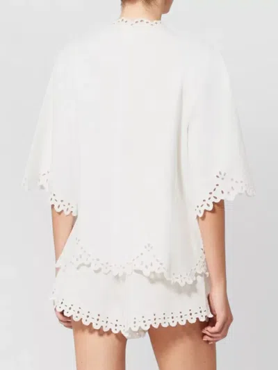 Isabel Marant Etoile Women 'shana' White Kaftan With Cut-out Details And Scallop Hem In Cotton Woman