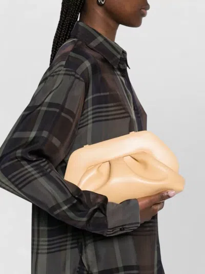 Themoirè Pleated Rectangular Clutch Adaptable Strap In Red