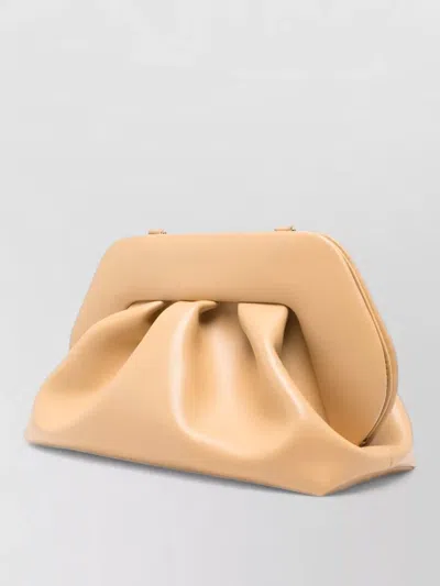 Themoirè Pleated Rectangular Clutch Adaptable Strap In Red