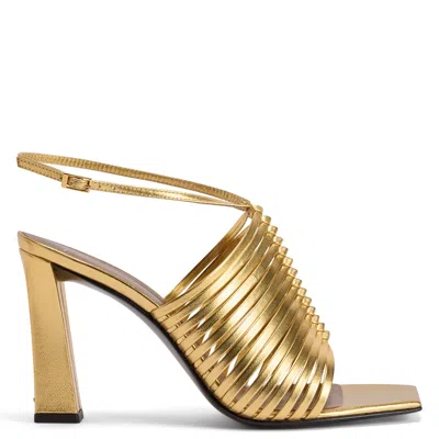 Giuseppe Zanotti Savoia Sandals Ankle Strap Open Square Toe In Gold