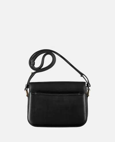 A.p.c. Compact Black Calf Leather Shoulder Bag With Adjustable Strap
