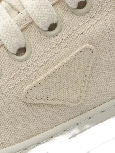 Pre-owned Prada 2020s Canvas Triangle-logo Sneakers In Neutral