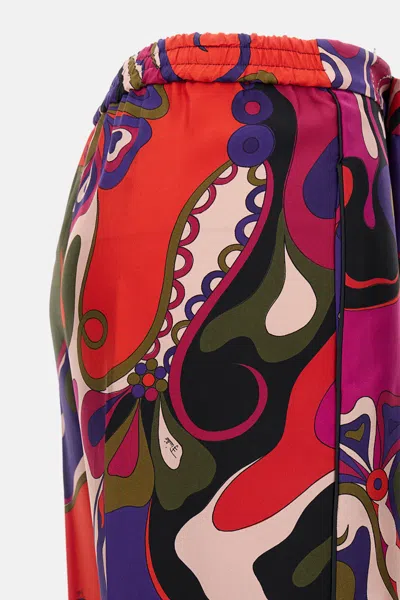 Pucci Orchidee Printed Silk-twill Straight-leg Pants In Multi