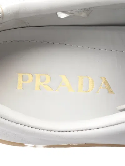 Pre-owned Prada 2010 Triangle Logo Low Cut Sneakers In White