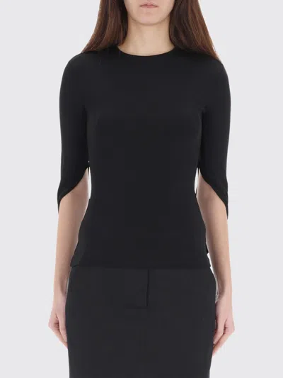 Alexander Wang Drape Back Long Sleeve Top In Matte Jersey In Black