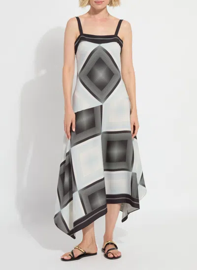 Lyssé Sarai Handkerchief Asymmetric Midi Dress In Halftone Scarf In Multi