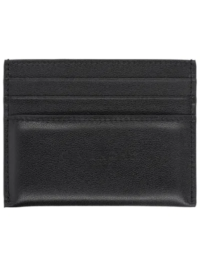 Givenchy Men Black Card Holder With Embossed Logo Lettering On Front And Rear In Leather Man In Black