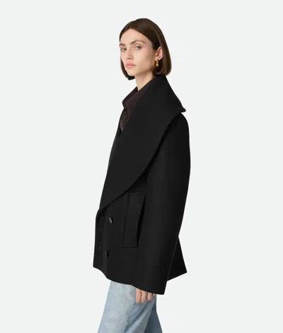 Bottega Veneta Double-breasted Wool Coat In Black