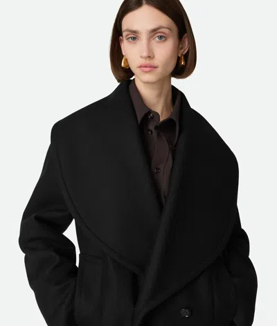 Bottega Veneta Double-breasted Wool Coat In Black