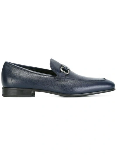 Ferragamo Men's Grandioso Calfskin Leather Loafers With Double Gancini Bit - 100% Exclusive In Blue Leather