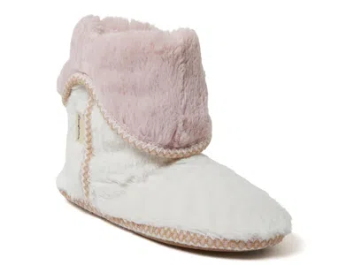 Dearfoams Beth Furry Womens Memory Foam Bootie Slippers In White