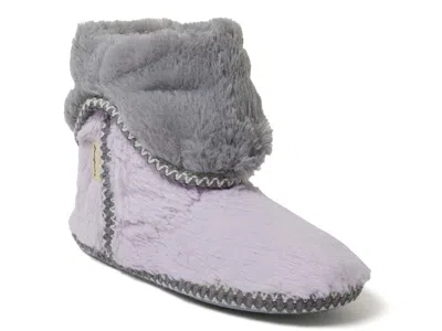 Dearfoams Beth Furry Womens Memory Foam Bootie Slippers In Purple