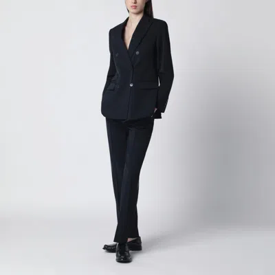 Max Mara Blue Double-breasted Wool Jacket In Black